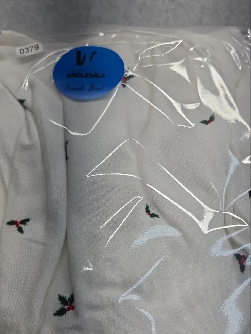 0379 Auden White Short-Sleeve Pajama Set with Tiny Red & Green Floral Motif